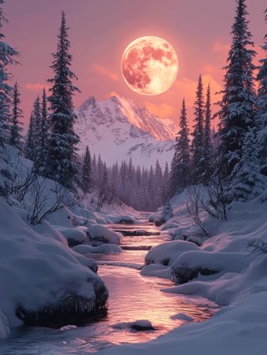 Diamond Painting Eckige Steine Winter 30x40cm, 5D Landschaft Diamant Painting Bilder Erwachsene Set, DIY Kreuzstich Stickerei Mosaikherstellung Bastelset Erwachsene, Zur Weihnachten Deko Wand H-33 von Zahnngxp