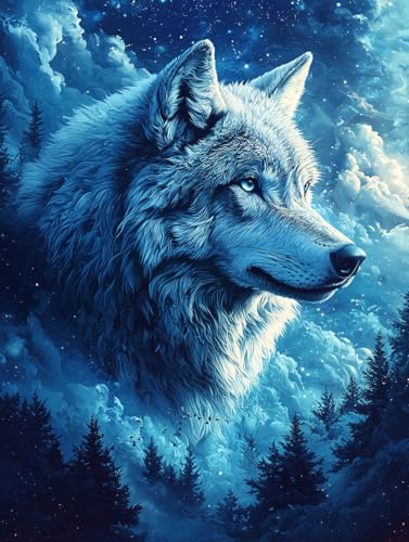 Diamond Painting Eckige Steine Wolf 30x40cm, 5D Tier Diamant Painting Bilder Erwachsene Set, DIY Kreuzstich Stickerei Mosaikherstellung Bastelset Erwachsene, Zur Weihnachten Deko Wand Geschenk H-15 Diamond Painting Eckige Steine Wolf 30x40cm, 5D Tier Diamant Painting Bilder Erwachsene Set, DIY Kreuzstich Stickerei Mosaikherstellung Bastelset Erwachsene, Zur Weihnachten Deko Wand Geschenk H-15 von Zahnngxp