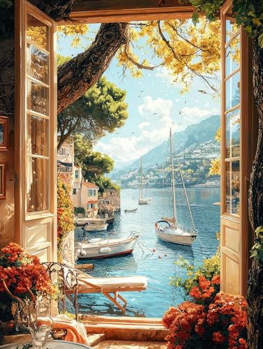 Diamond Painting Fenster, DIY Landschaft Diamond Painting Eckige Steine Set Erwachsene, 5D Kreuzstich Stickerei Diamant Malerei, Mosaikherstellung Basteln Erwachsene Bilder, Haus Wanddeko 60x80cm H-14 Diamond Painting Fenster, DIY Landschaft Diamond Painting Eckige Steine Set Erwachsene, 5D Kreuzstich Stickerei Diamant Malerei, Mosaikherstellung Basteln Erwachsene Bilder, Haus Wanddeko 60x80cm H-14 von Zahnngxp