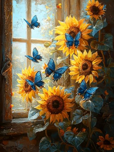 Diamond Painting Sonnenblume, Schmetterling Diamond Painting Eckige Steine Set Erwachsene, 5D Kreuzstich Stickerei Diamant Malerei, Mosaikherstellung Basteln Erwachsene Bilder Wanddeko 40x50cm H-98 Diamond Painting Sonnenblume, Schmetterling Diamond Painting Eckige Steine Set Erwachsene, 5D Kreuzstich Stickerei Diamant Malerei, Mosaikherstellung Basteln Erwachsene Bilder Wanddeko 40x50cm H-98 von Zahnngxp