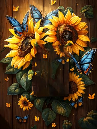 Diamond Painting Sonnenblume, Schmetterling Diamond Painting Eckige Steine Set Erwachsene, 5D Kreuzstich Stickerei Diamant Malerei, Mosaikherstellung Basteln Erwachsene Bilder Wanddeko 60x80cm H-74 Diamond Painting Sonnenblume, Schmetterling Diamond Painting Eckige Steine Set Erwachsene, 5D Kreuzstich Stickerei Diamant Malerei, Mosaikherstellung Basteln Erwachsene Bilder Wanddeko 60x80cm H-74 von Zahnngxp