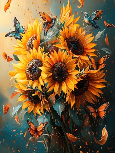 Diamond Painting Sonnenblume, Schmetterling Diamond Painting Eckige Steine Set Erwachsene, 5D Kreuzstich Stickerei Diamant Malerei, Mosaikherstellung Basteln Erwachsene Bilder Wanddeko 60x80cm J-92 Diamond Painting Sonnenblume, Schmetterling Diamond Painting Eckige Steine Set Erwachsene, 5D Kreuzstich Stickerei Diamant Malerei, Mosaikherstellung Basteln Erwachsene Bilder Wanddeko 60x80cm J-92 von Zahnngxp