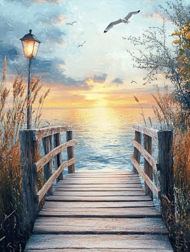 Diamond Painting Sonnenuntergang, DIY Pier Diamond Painting Eckige Steine Set Erwachsene, 5D Kreuzstich Stickerei Diamant Malerei, Mosaikherstellung Basteln Erwachsene Bilder Wanddeko 50x70cm H-16 Diamond Painting Sonnenuntergang, DIY Pier Diamond Painting Eckige Steine Set Erwachsene, 5D Kreuzstich Stickerei Diamant Malerei, Mosaikherstellung Basteln Erwachsene Bilder Wanddeko 50x70cm H-16 von Zahnngxp
