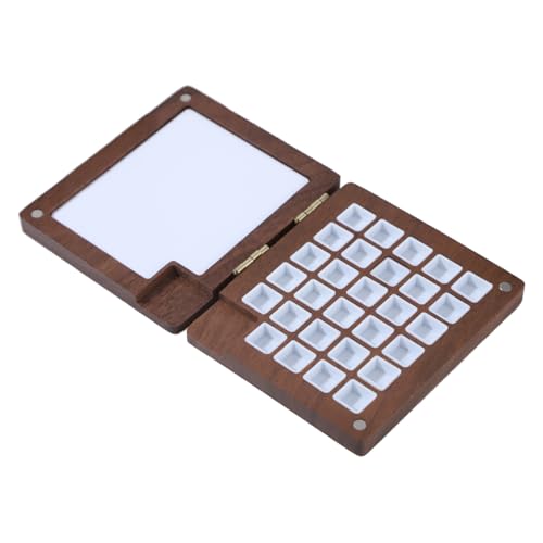 Zahoken Aquarellfarbenpalette, Holz-Aquarell-Palette, Box mit 29 Fächern, Tasche mit Deckel für Feld, Skizzieren, Urlaub, Handwerk, Lernaktivitäten, kreative Projekte, Reisen, Zuhause von Zahoken