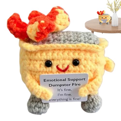 Zahoken Häkeltiere Mit Mülleimer Feuer Design,Strickpuppe - Niedliche Handgefertigte Cartoonfigur Geschenk Zum Geburtstag Ostern Valentinstag Lehrer Freundin Mama von Zahoken