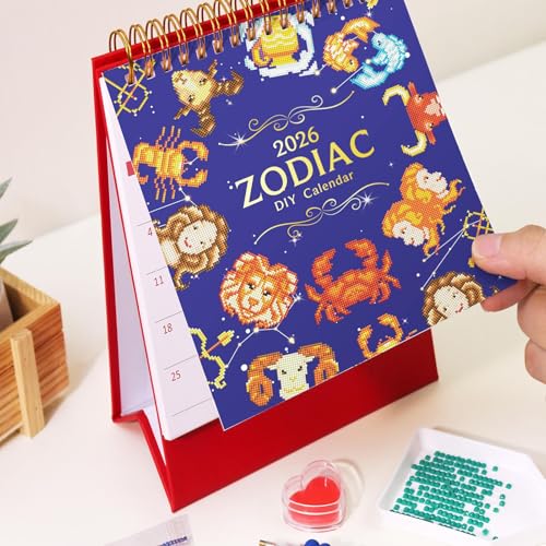 Zahoken -Kunst Schreibtischkalender - Punktmalerei Tischkalender 2026,Bastelbedarf Schreibtischplaner für Wanddeko Anfänger Tisch Eingangsbereich von Zahoken