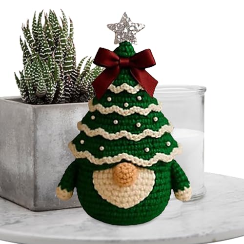 Zahoken Weihnachts Häkel Bausatz,Häkel Weihnachtsbaum Gnom Bastelset für Anfänger - Garn Vorrat Set Handarbeit Lernen Zu Hause Für Erwachsene Jugendliche Kinder Frauen Mädchen Weihnachtszeit Halloween von Zahoken