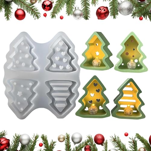 Zahoken Weihnachtsbaum Silikonform, Gießform Für Harzkerzen, Bastelbedarf Für Weihnachtsschmuck Aus Gips Harz Für Kuchen Und Festlichkeiten von Zahoken