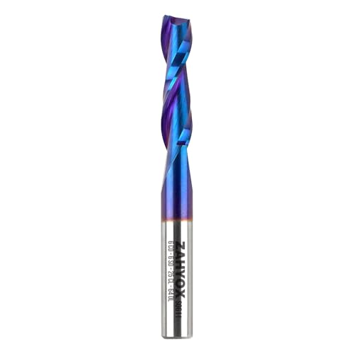 ZahyoX 6mm Schaft Upcut Spiralfräser, 6mm Schaftdurchmesser – 25 mm Schnittlänge – 64 mm Gesamtlänge, 2-schneidiger Nano-beschichteter Fräser, CNC Fräser für Holz, Holzfräser von Zahyox