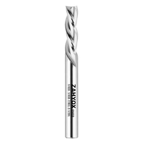 ZahyoX Spiralfräser mit 3 Rillen, 1/4-Zoll-Schaft aus Vollhartmetall, 6,35 mm (1/4 Zoll) CD – 1/4 Zoll SD – 2,2 cm CL – 2-1/2 Zoll OL, CNC-Fräser-Bits, CNC-Schaftfräser von Zahyox