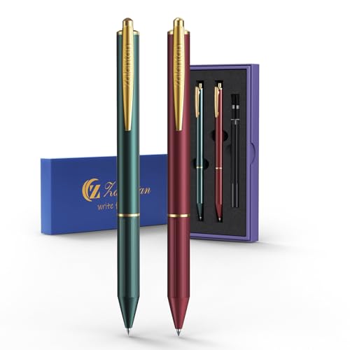 Zalantan Kugelschreiber Metall Schreibgeräte 0.5MM - Glattes Schreiben, Archivtinte, auslaufsicher, luxuriöses Messinggehäuse,Büroartikel Schule Prüfung ideales Geschenkset - 2 Stifte/Box von Zalantan