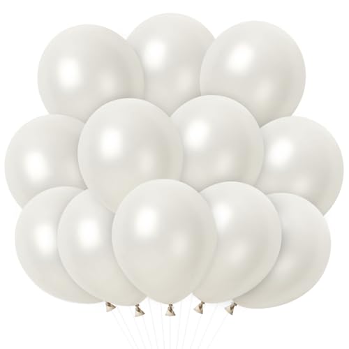 Luftballons Weiß, 100 Stück 12 Zoll Weiss Latex Ballons, Helium Luftballons für Hochzeit Geburtstag Valentinstag Babyparty Taufe Party Deko von Zaloife
