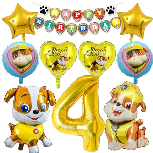 Geburtstag Deko 4 Jahre, 15 Pcs Geburtstagsdeko 4 Jahre Kinder, Luftballon 4 Geburtstag Gold, Geburtstagsdeko 4 Jahre Junge, Geburtstagsbanner, Für Kindergeburtstage von Zaloife