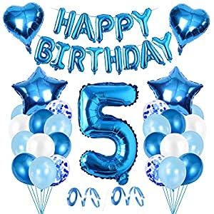 Geburtstagsdeko 5 Jahre, 31 Pcs Geburtstag Party Set, Luftballons Kindergeburtstag Deko, Geburtstagsdeko Blau, Deko Geburtstag Kinder Set Geburtstagsdeko 5 Jahre, 31 Pcs Geburtstag Party Set, Luftballons Kindergeburtstag Deko, Geburtstagsdeko Blau, Deko Geburtstag Kinder Set von Zaloife