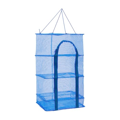 Trockennetz | Trocknungsnetz| 4-stöckiges faltbares Trockennetz aus PE-Material | 8 kg Tragfähigkeit & 35x35x65 cm | Ideal für Obst, Gemüse & Wäsche | Inkl. Stahlrahmen & Aufhängeseilen | Blau Trockennetz | Trocknungsnetz| 4-stöckiges faltbares Trockennetz aus PE-Material | 8 kg Tragfähigkeit & 35x35x65 cm | Ideal für Obst, Gemüse & Wäsche | Inkl. Stahlrahmen & Aufhängeseilen | Blau von Zalydala