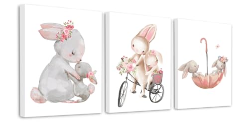 Zamety 3er Set Bilder Kinderzimmer Mädchen, Hase Poster Kinderzimmer, Leinwand Bilder Babyzimmer mit Rahmen, Kinderbilder für Schlafzimmer Wanddeko Wohnzimmer, 21 x 30 cm Zamety 3er Set Bilder Kinderzimmer Mädchen, Hase Poster Kinderzimmer, Leinwand Bilder Babyzimmer mit Rahmen, Kinderbilder für Schlafzimmer Wanddeko Wohnzimmer, 21 x 30 cm von Zamety