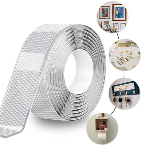 Zamety Doppelseitiges Klebeband Extra Stark, 5M Nano Tape, Doppelseitiges Klebeband Transparent Abwaschbar, 2.4CM x 2MM x 5M, für Teppiche, Küchen oder Büros (1 Rolle) von Zamety