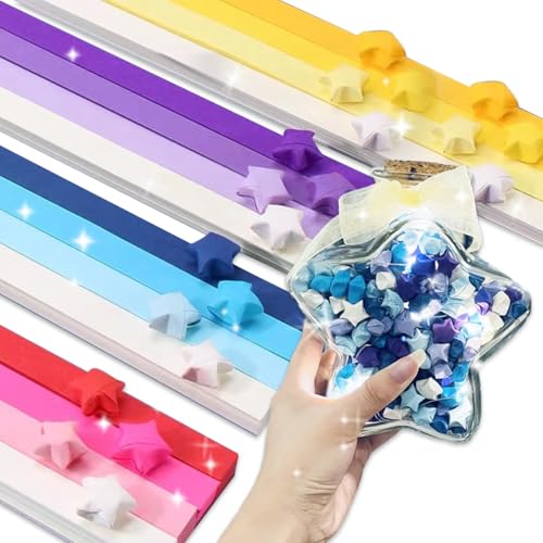 Zamety 2160 Blatt Origami Sterne Papier, Hochwertiges Glücksstern Papierstreifen, Lucky Star Origamipapier Papierstreifen für Papierkunst Basteln, 16 Farben Rainbow Colors von Zamety