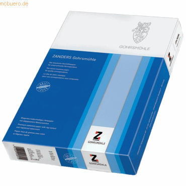 Zanders Briefpapier Gohrsmühle A4 90g/qm weiß VE=500 Blatt Zanders Briefpapier Gohrsmühle A4 90g/qm weiß VE=500 Blatt von Zanders