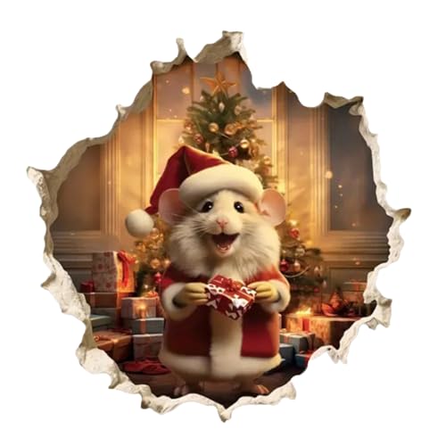 -Mausloch-Wandaufkleber - -Weihnachtsaufkleber Mausloch-Wandaufkleber Weihnachten|Kreativer Weihnachts-Wand-Fensteraufkleber, Bunte Maus,Fenster- -Aufkleber Für Weihnachten,Outdoor-/Indoor-Partys von Zankie