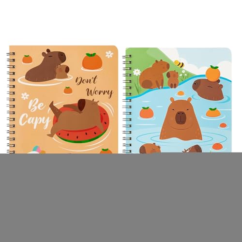 Zankie Schulhefte,A5 Schulspiralhefte für Schularbeit und Schreiben - 2er Set Niedliche Schreibwaren Mit Capybara-Motiv Für Schüler Schule Bibliothek Scrapbooking Notizen Skizzen von Zankie