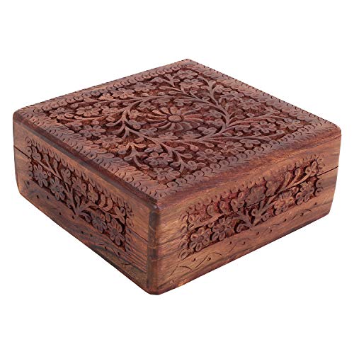 Zap Impex Holz Schmuckschatulle - Neuheit Artikel, Einzigartiger Artisan Traditionelle Hand geschnitzte Palisander Schmuckschatulle aus Indien (6 Zoll) von Zap Impex