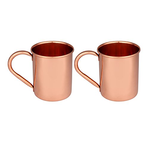 Zap impex Moscow Mule Kupferbecher – 2er-Set – 100% handgefertigte, lebensmittelechte Becher aus reinem massivem Kupfer mit Rohrgriff – 16 oz hochwertiges Cocktail-Kupferglas von Zap Impex