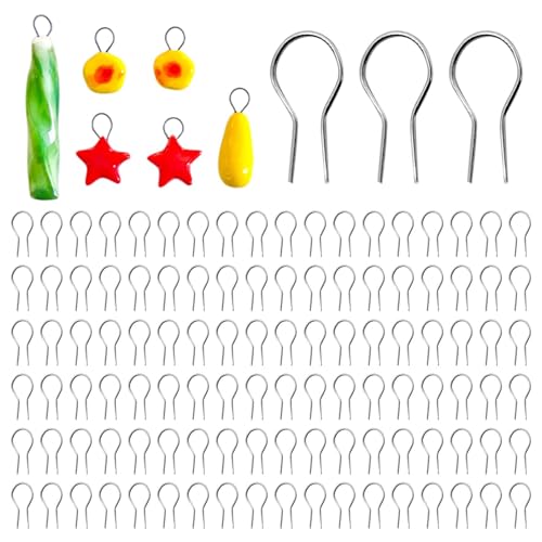 100 Stück Hochtemperatur-Nichromdraht-Biegeringe, R-förmige hängende Brennnadel, flexible Ton-Haken für Ofen, Keramik, verschmolzenes Glas, einfach zu verwenden für DIY-Anhänger, Perlenornamente von Zaphara