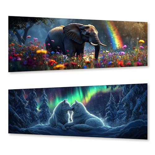 Zariocy 2 Pack Groß Diamond Painting Kits Elefant & Bär, DIY Malen mit Diamantkunst Tiere Round Full Drill Crystal Diamond Stickerei Gemälde Kunsthandwerk für Home Office Wall Decor 30x80 cm Zariocy 2 Pack Groß Diamond Painting Kits Elefant & Bär, DIY Malen mit Diamantkunst Tiere Round Full Drill Crystal Diamond Stickerei Gemälde Kunsthandwerk für Home Office Wall Decor 30x80 cm von Zariocy