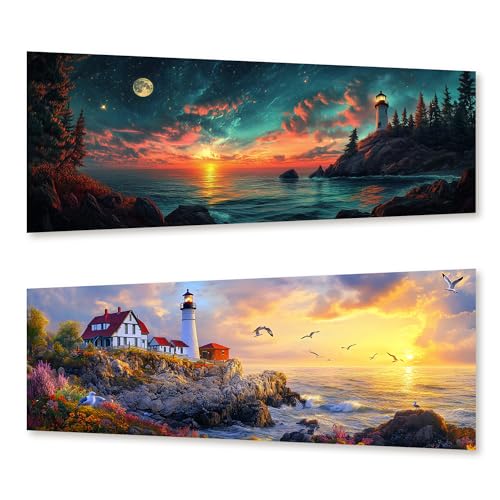 Zariocy 2 Pack Groß Diamond Painting Kits Leuchtturm, DIY Malen mit Diamantkunst Landschaft Round Full Drill Crystal Diamond Stickerei Gemälde Kunsthandwerk für Home Office Wall Decor 30x80 cm Zariocy 2 Pack Groß Diamond Painting Kits Leuchtturm, DIY Malen mit Diamantkunst Landschaft Round Full Drill Crystal Diamond Stickerei Gemälde Kunsthandwerk für Home Office Wall Decor 30x80 cm von Zariocy