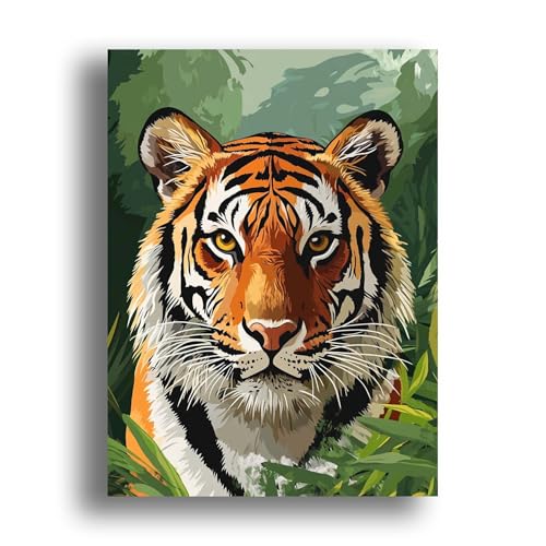 Zariocy 5D Diamond Painting Kits Tiger, DIY Malerei mit Diamant Kunst Tiere Rund Voll Drill Crystal Diamond Stickerei Gemälde Kunsthandwerk für Home Office Wall Decor 30x40cm-311 von Zariocy