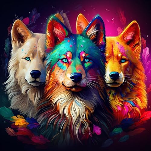 Zariocy 5D Diamond Painting Kits Wolf, DIY Malen mit Diamantkunst Tiere Round Full Drill Crystal Diamond Stickerei Gemälde Kunsthandwerk für Home Office Wall Decor 30x30 cm-1 von Zariocy