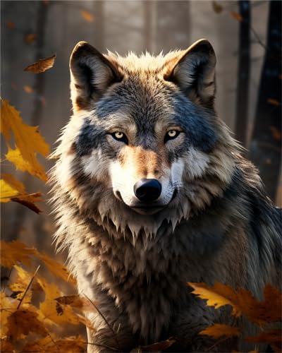 Zariocy 5D Diamond Painting Kits Wolf, DIY Malen mit Diamantkunst Tiere Round Full Drill Crystal Diamond Stickerei Gemälde Kunsthandwerk für Home Office Wall Decor 30x40 cm von Zariocy