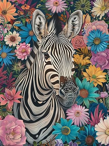 Zariocy 5D Diamond Painting Kits Zebra Blumen, DIY Malerei mit Diamant Kunst Tier Rund Voll Drill Crystal Diamond Stickerei Gemälde Kunsthandwerk für Home Office Wall Decor 30x40cm Zariocy 5D Diamond Painting Kits Zebra Blumen, DIY Malerei mit Diamant Kunst Tier Rund Voll Drill Crystal Diamond Stickerei Gemälde Kunsthandwerk für Home Office Wall Decor 30x40cm von Zariocy