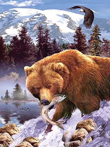 Zariocy 5D Diamond Painting Set Eisbär, Diamant Painting Bilder Animal Adult Runder Vollbohrer Diamant Stickerei Gemälde Kunsthandwerk Zuhause Wanddekoration 30x40 Cm von Zariocy