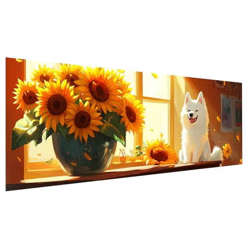 Zariocy 5D Groß Diamond Painting Kits Hund, DIY Malen mit Diamantkunst Tier-Szenerie Round Full Drill Crystal Diamond Stickerei Gemälde Kunsthandwerk für Home Office Wall Decor 30x80 cm von Zariocy