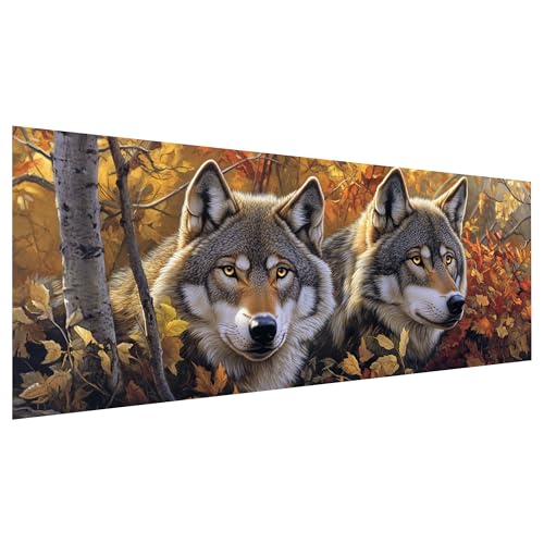 Zariocy 5D Groß Diamond Painting Kits Wölfe, DIY Malen mit Diamantkunst Tier-Szenerie Round Full Drill Crystal Diamond Stickerei Gemälde Kunsthandwerk für Home Office Wall Decor 30x80 cm von Zariocy