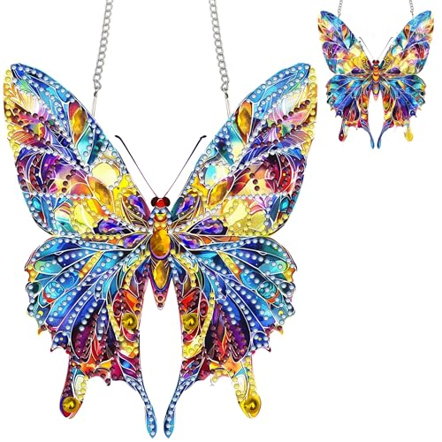 Zariocy Diamond Painting Anhänger - Schmetterling Tier Fenster deko Hängen, Fenster für Haus Garten (Haustür, Veranda) - DIY Diamantkunst Anhänger Kit für Erwachsene 20x20 cm von Zariocy