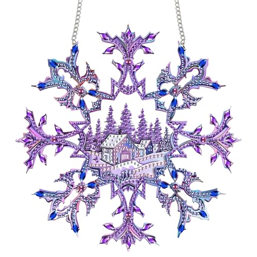 Zariocy Diamond Painting Anhänger - Schneeflocke Weihnachten Fenster deko Hängen, Fenster für Haus Garten (Haustür, Veranda) - DIY Diamantkunst Anhänger Kit für Erwachsene 20x20 cm von Zariocy