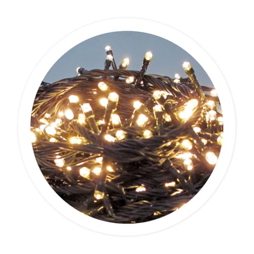 Zarivy Klassische 20 m lange Lichterkette mit 200 warmweißen LEDs, 8 Funktionen, IP44, ideal für Innen- und Außendekoration. von Zarivy