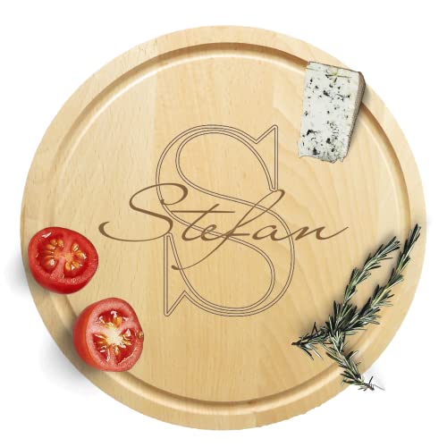 Geschenke für Männer - sinnvolle Geschenke für Männer gesucht? Besondere Geschenke Männer - Personalisiere Dein Schneidebrett rund - Küchenbrett Holz mit Gravur & persönlichem Namen - unbehandelt von Zarto