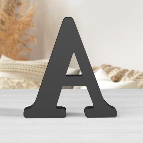 Zaruatu 20,3 cm große schwarze Holzbuchstaben für die Wand, dekorative schwarze Retro-Buchstaben, Schild, Dekoration für Bastelarbeiten, Heim-Party-Projekte (A) von Zaruatu