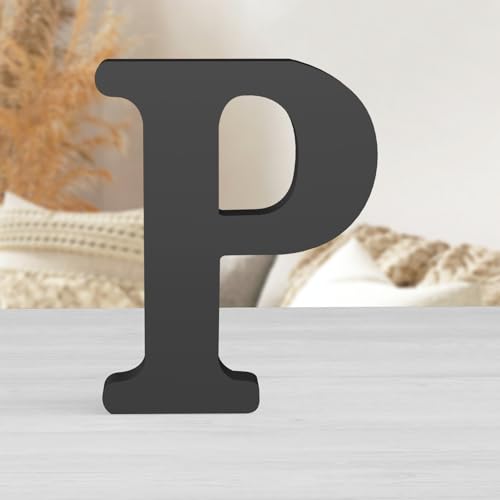 Zaruatu 20,3 cm große schwarze Holzbuchstaben für die Wand, dekorative schwarze Retro-Buchstaben, Schild, Dekoration für Bastelarbeiten, Heim-Party-Projekte (P) von Zaruatu