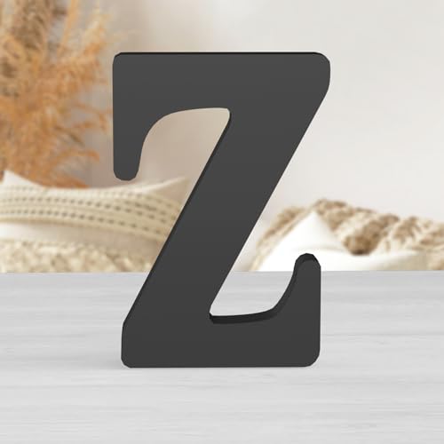 Zaruatu 20,3 cm große schwarze Holzbuchstaben für die Wand, dekorative schwarze Retro-Buchstaben, Schild, Dekoration für Bastelarbeiten, Heim-Party-Projekte (Z) von Zaruatu