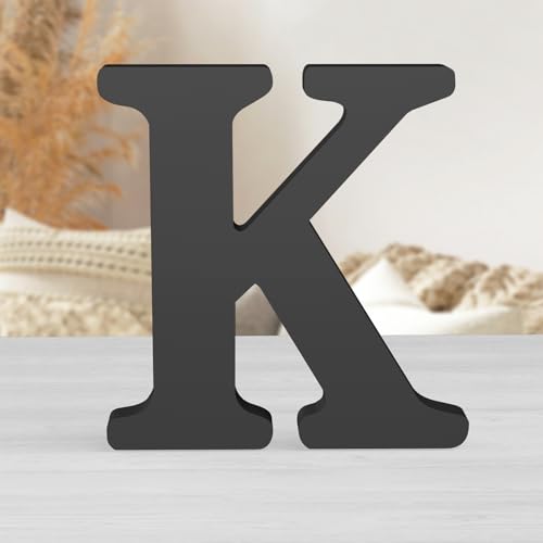 Zaruatu 20,3 cm schwarze Holzbuchstaben für die Wand, dekorative schwarze Retro-Buchstaben, Schild, Dekoration für Bastelarbeiten, Heim-Party-Projekte (K) von Zaruatu