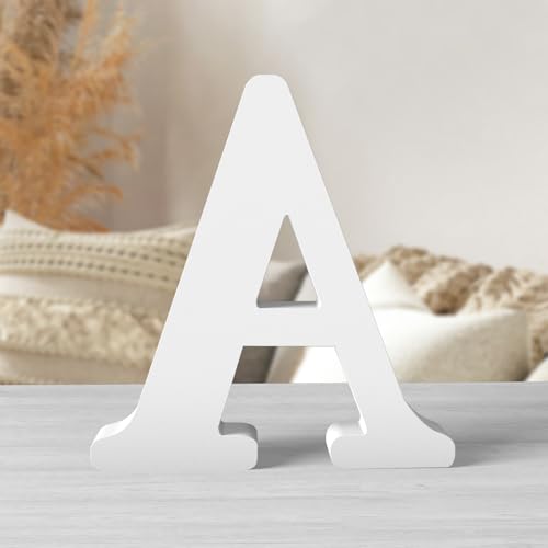 Zaruatu 20,3 cm weiße Holzbuchstaben für Wanddekoration, dekorative stehende Buchstaben, weiße Blockbuchstaben für Wanddekoration für Bastelarbeiten, Heim-Party-Projekte (A) von Zaruatu