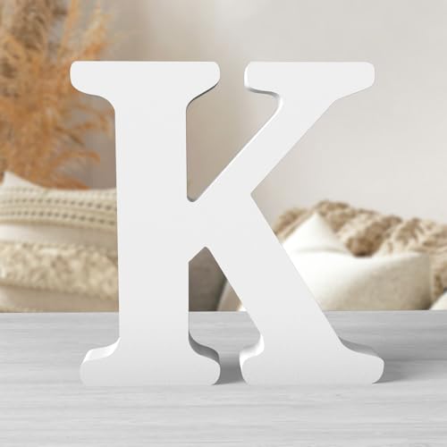 Zaruatu 20,3 cm weiße Holzbuchstaben für Wanddekoration, dekorative stehende Buchstaben, weiße Blockbuchstaben für Wanddekoration für Bastelarbeiten, Heim-Party-Projekte (K) von Zaruatu