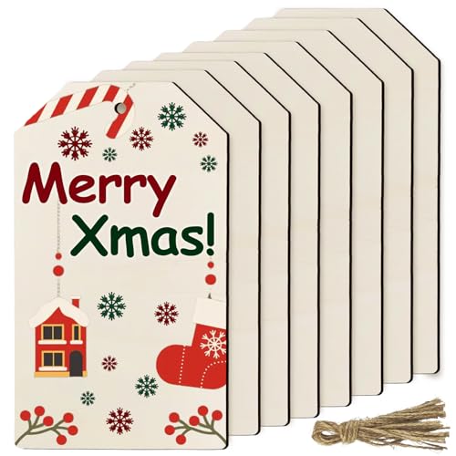 Zaruatu Große Holzanhänger, 25,4 cm, Holzornamente zum Basteln, mit Löchern, leichten Holzausschnitten und 10 m Hanfseil für Basteln, Weihnachtsbaum, hängende Dekorationen, DIY-Dekoration, 8 Stück Zaruatu Große Holzanhänger, 25,4 cm, Holzornamente zum Basteln, mit Löchern, leichten Holzausschnitten und 10 m Hanfseil für Basteln, Weihnachtsbaum, hängende Dekorationen, DIY-Dekoration, 8 Stück von Zaruatu