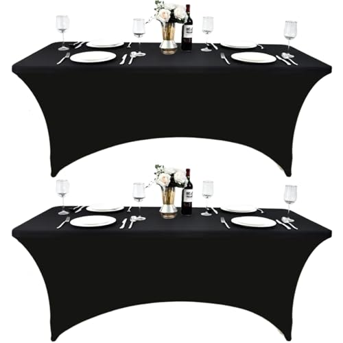 ZarzaaSik 2 Stück 1,2 m Spandex Rechteckige Tischdecke für Klapptische, rechteckig, knitterfrei, dehnbar, eng, ultimativer Tischschutz für Partys, Bankette u ZarzaaSik 2 Stück 1,2 m Spandex Rechteckige Tischdecke für Klapptische, rechteckig, knitterfrei, dehnbar, eng, ultimativer Tischschutz für Partys, Bankette u von ZarzaaSik