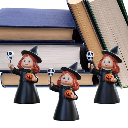 Zasdvn Halloween Figuren, Kleine Süße Hexenfigur Tischdekor, 3-Teiliger Halloween Schmuck Für Wohnzimmer Schlafzimmer Schreibtisch Kamin Garten von Zasdvn